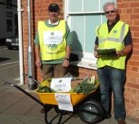 Lions John and Keith selling tickets in Ottery St Mary